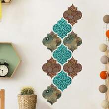 SURELIFE 1pc Islamic Muslim Mosaic Retro Art Mural Wallpaper Cabinets Wardrobe Door Bedroom Living Room Home Decor Waterproof Peel And Stick Wall Paper Wall Stickers Wall Decor Room Decor Wallpaper Peel And Stick