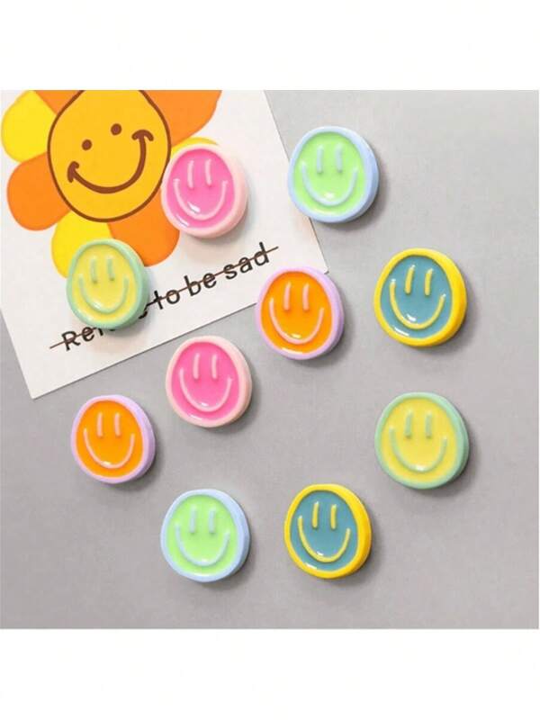 5/10pcs Smiling Face Refrigerator Magnets, Random Colors, Cartoon Fridge Stickers, Personalized Refrigerator Magnets, Suitable For Kitchen, Office, Whiteboard, Storage Cabinet, Dishwasher, Kitchen Decor, Home Decor, Holiday Gifts For Friends, Party Favors