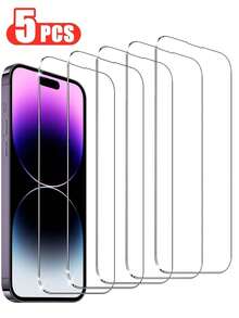 5Pcs Tempered Glass Compatible With IPhone 17 16 15 14 13 12 11 Pro Max Air X XS XR Mini 7 8 14 Plus Screen Protector Compatible With IPhone 14 15 16 Pro Max Glass - Clear - View 38