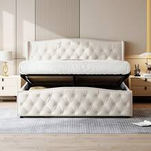 Caluself Letto Caluself Soft Pad – Letto matrimoniale con sistema di sollevamento idraulico – Letto Velvet Orange Wave – Adatto per camere da letto e camere degli ospiti