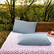 Vclife Vintage Floral Comforter Set Four Sizes, All Seasons Muslin Cotton Bedding Set, 3 Pieces Farmhouse Shabby Chic Jacquard Floral Comforter Set Perfect For Women And Men - 胖被套裝-天藍小格 - 查看 2