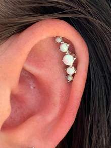 一次性耳洞枪套装，耳洞穿刺套装，自穿耳洞套装，金银耳环，防过敏不锈钢穿孔工具，家用 20G 人造珍珠耳钉和 2mm 3mm 4mm CZ 平背耳钉 - 彩色 - 查看 8