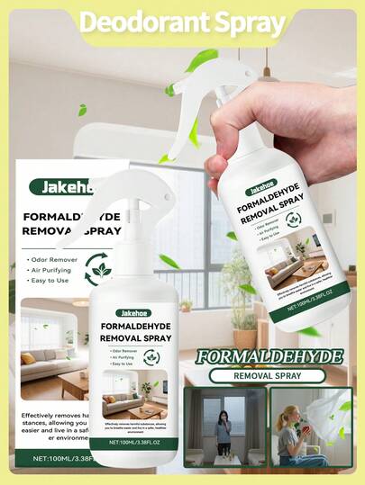 jakehoe 1 Bottle 100ml Formaldehyde Removal Spray, Air Freshener, Deodorizer, Home Care Formaldehyde Purifier, Air Freshening Deodorizer, Highly Effective, Suitable For Home And Office, Versatile Application