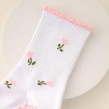 Women's Yoga Socks, Non-Slip Pilates Socks, Soft & Comfortable Moisture-Wicking Durable Socks With Minimalist Floral Pattern, Suitable For All Seasons