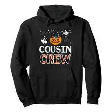 Halloween Cousin Crew Match Costume Toddler Pullover Hoodie Fun Women's Plus Size Hoodies, Black Casual Plus Size Hoodies For Women - Black - View 1