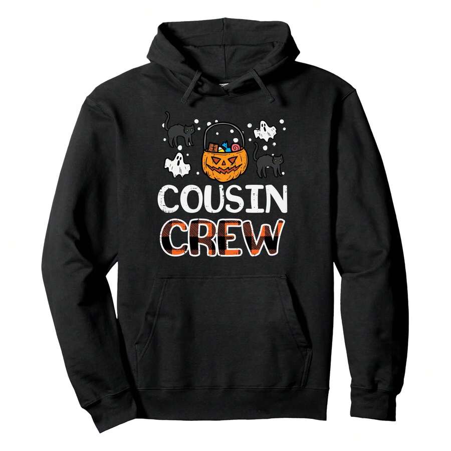 Halloween Cousin Crew Match Costume Toddler Pullover Hoodie Fun Women's Plus Size Hoodies, Black Casual Plus Size Hoodies For Women - Black - View 1