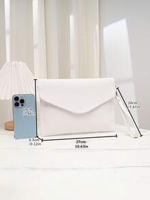 Women's New Fashion Gold Embossed PU Minimalist Clutch Bag, Envelope Wallet, Suitable For Ladies, Girls, Evening, Party, Shopping, Daily Commute, Travel And Other Occasions - White - View 2