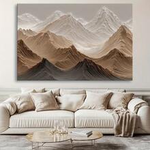 2D Flat, 3D Effect Hill Maillard Minimalist Wall Art - High-Definition Waterproof Canvas Print With Wooden Frame, Contemporary Landscape Art For Living Room, Bedroom, Bathroom & Office Decor, Canvas Wall Art Ready To Hang, Indoor Decoration - 棕色 - 查看 3