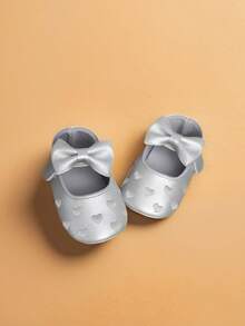 1 par de zapatos planos elegantes, suaves y antideslizantes de moda para niñas bebé/niñas pequeñas, para primavera/otoño - Plateado - Ver 12