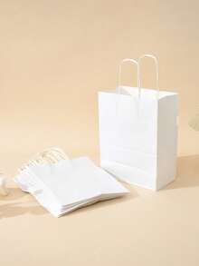 10 unidades de sacolas de presente multicoloridas com alças, sacolas de papel kraft para festas, adequadas para festas de Natal, casamentos, aniversários, comemorações, festas, faça você mesmo, 5 tamanhos - Branco - Ver 7