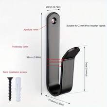 2 个黑色金属滑雪板壁钩，重型滑雪板存储和展示架，可稳定悬挂滑雪板，易于安装且节省空间，适用于存放滑雪板、滑雪板、冲浪板、长板和滑板，适用于家庭车库组织、滑雪商店展示和冬季运动器材存储