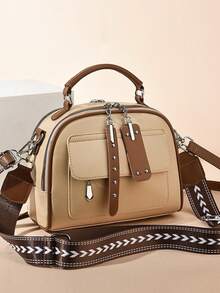 Women's Crossbody Bag Portable Medium Blogger Travel Bag 2 Handles (A90709) - 卡其色 - 查看 1