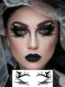 6 Blatt Eyeliner Aufkleber Halloween Augen Tattoos Halloween temporäre Tattoos Spinnennetz Augen Tattoo Lidschatten Aufkleber wasserfeste Eyeliner Aufkleber mit Fledermaus Hexe Schädel Schmetterling für Cosplay Festival Streich Make-up