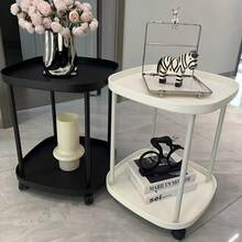 1pc Modern Minimalist Creative Coffee Table With 2-Tier Storage Shelves, Suitable For Living Room, Bedside, Bedroom And Office, Milk & Oil Style Coffee Table, Easy Assembly