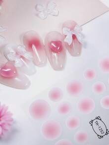 Blush Nail Stickers, Gradient Blush Nail Stickers, Self-Adhesive Nail Stickers, Semi-Transparent Gradient Nail Stickers, Nail Art Decoration, Single-Use, Easy To Stick And Remove, Women's Self-Adhesive Nail Stickers, Suitable For Daily Wear, Ideal Girlfriend Gift, Women's Gift, Ideal Festival Gift, Suitable For Christmas And Valentine's Day,
