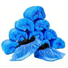 100 Pcs High-Quality Non-Slip Disposable Shoe Covers Blue Clean Safety Boots Waterproof Shoe Covers - 藍色-100 pcs - 查看 2