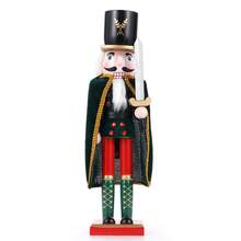 38cm Nutcracker 1PC Soldier Puppet Wooden Nutcracker Statue Craft Doll Christmas Living Room Office Desktop Holiday Gift - Multicolor - View 13