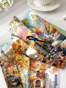 30 件秋季风景书签个性化装饰创意阅读卡非常适合爱书人、阅读标记、学生礼物 DIY 纸质书签 - 彩色 - 查看 4