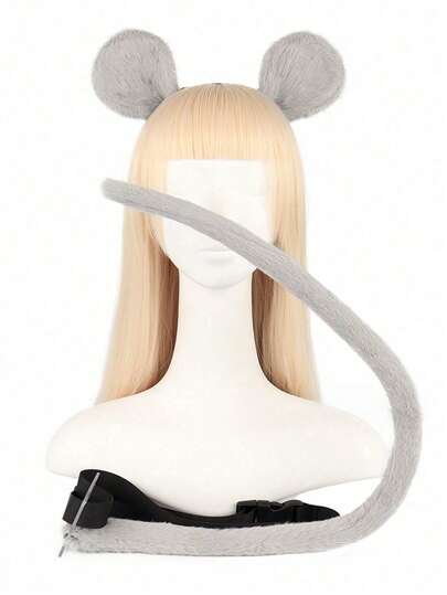 2pcs (Headband + Tail) Autumn/Winter Cosplay Ear Accessories - Fox, Dog Plush Headpiece, Holiday Party Costume Props, Handmade Wolf Ears, Cat Ear Hair Clips, Headband For Women Halloween Costume