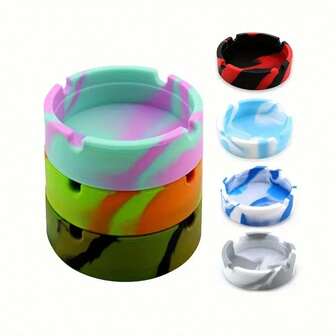 Round Silicone Ashtray, Portable Outdoor Ashtray Box