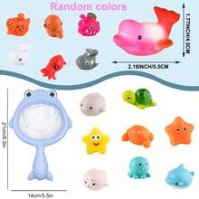 夜光海洋生物套装，色彩鲜艳闪亮的漂浮浴缸玩具，浴室、浴缸、游泳池派对的绝佳礼物 - 彩色 - 查看 3