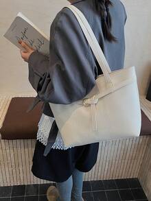 Women's Large Capacity Tote Bag, Suitable For Daily Commute, Autumn/Winter - Beige - View 5