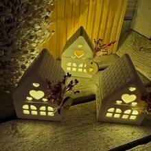 DIY rășină mucegai gol inimă casă decor lumânare suport mucegai acasă decorare piedestal picurare lipici ipsos gol inimă atmosferă silicon mucegai