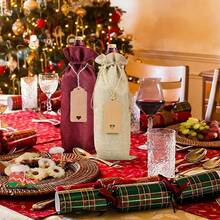 6/12pcs Premium Coarse Linen Wine Bags With Gift Tags, Reusable Wine Gift Bags With Drawstring, Wine Bottle Bags For Wedding, Birthday, Wine Tasting, Christmas, Party, Home Storage