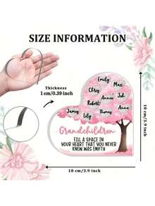 Personalized Grandchildren Heart-Shaped Acrylic Plaque -Personalize With 3-10 Names, Indoor & Outdoor Decorative Figurine For Grandma's Birthday, Mother's Day Gift - No Electricity Needed - For Grandma - Perfect Gift For Grandparents Day - Multicolor - View 12