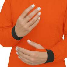 Bata Medica Antifluidos Unitalla marsupial puño con pasador de pulgar fresca suave cordones ajustables - Naranja - Ver 3