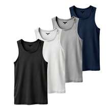 Kit 04 Men's Dry Fit Sports Fitness Tank Top Quick Dry Gym Training Breathable - Đen Trắng Xám Xanh - Xem 1