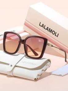 LALAMOLI LALAMOLI quadratische Oversized Vollrand Modebrillen mit dekorativen Bügeln, Outdoor Strand Urlaubsgeschenk