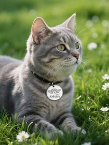 1 pièce Médaille d'identification pour animaux de compagnie personnalisable en acier inoxydable, gravure personnalisée recto-verso, forme ronde pour chiens/chats, cadeau d'anniversaire pour les amateurs d'animaux de compagnie, Noël, anniversaire, design élégant pour un usage quotidien et les occasions spéciales, médailles d'identification pour animaux de compagnie, accessoires pour animaux de compagnie - Noir - Voir 11