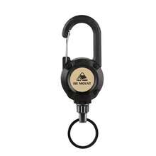 1 pezzo Portachiavi retrattile con moschettone, cavo in acciaio resistente, fibbia, utensile multifunzione per uso esterno, facile da estrarre