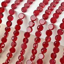 Red Beads & Bead Assortments 4/6/8mm Clear Flat Round Faceted Glass Bead For Jewelry Making DIY Bracelet Beading Crafts