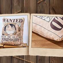 Miniso One Piece Classic Series - 16 - Inch Luffy Throw Pillow - Made Of Soft And Skin - Friendly Fabric, With Realistic Wanted Poster Pattern, Super Comfortable Cushion For Watching TV On The Sofa (1 PC)