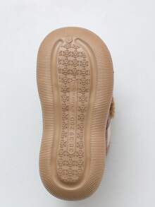 女士格子图案冬季保暖一脚蹬拖鞋 - 舒适厚底防滑厚保暖家居鞋 - 白色 - 查看 5