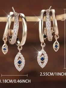 1 Cặp bông tai hình mắt thanh lịch bằng đồng không chứa niken với đá Zirconia tổng hợp lấp lánh, hoàn hảo để đeo hàng ngày và dự tiệc - bông tai - Xem 4