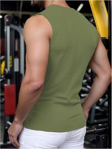 Men's Summer Tank Tops Sleeveless Undershirts Tank Basic Workout Gym Muscle Shirts-2025 - Army Green - View 7
