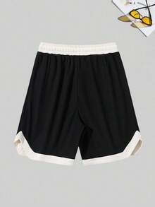 Summer New Men's Sports Men Shorts,Casual,Workout Shorts,Jersey,Boyfriend Style Printed,Gym Clothes Men,Drawstring Waistband,Basketball Shorts,Elasticity Lightweight Sweatpants Perfect For Basketball,Baseball,Workout, Running, Training,Fitness,Athletic,Outdoor - Black - View 5