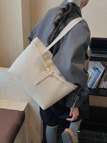 Women's Large Capacity Tote Bag, Suitable For Daily Commute, Autumn/Winter - Beige - View 4