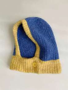 1 Bộ mũ Balaclava màu xám dành cho nữ, khăn len Beanie cho mùa thu/đông, thích hợp cho ngày lễ và sử dụng hàng ngày - Màu vàng - Xem 5