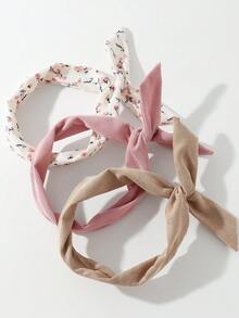 3件套 女士时尚休闲百搭纯色碎花简约扭结发带配饰 秋季发饰 女士头巾 运动吸汗带 瑜伽发带 健身冬季发带 度假装扮 女士优雅围巾 夏季穿搭 - 彩色 - 查看 2