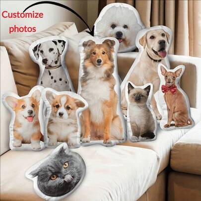 Customized Pet Photo Pillow - Personalized Animal-Shaped Pillow Gift, Made Of Soft Polyester Knit Fabric, Available In Multiple Colors, Making It The Perfect Gift For Valentine's Day, Birthdays, And Gatherings With Friends.