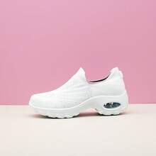 Damskie, czarno-różowe, codzienne, amortyzowane buty do biegania z amortyzacją, odpowiednie do uprawiania sportu, wypoczynku, tańca, karmienia piersią, z podeszwą typu rocker, na platformie, do grubych trampek