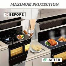 Silicone Stove Top Cover For Electric Stove, 28 X 20 Inch Pyrex Top Stove Top Cover Protector With Raised Ridges For Dish Drying, Black - 黑色 - 查看 4