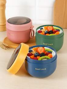 1 件带盖便携式燕麦片容器、防漏塑料酸奶杯、早餐甜点零食容器、圣诞节/婚礼礼物 - 彩色 - 查看 3