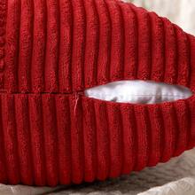 1/2 件圣诞红几何条纹灯芯绒枕套，波西米亚沙发垫，装饰性抱枕套，适用于沙发、办公室、客厅 - 紅色 - 查看 5