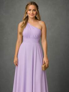 Bridesmaid Dress Party Guests Reception Graduation Without Shine Limp Mule In Fluity - 紫丁香色 - 查看 2