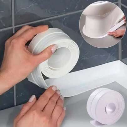 1 pieza Cinta autoadhesiva de sellado para cocina y baño, cinta para baño, cinta para juntas de fregadero de cocina 1 rollo de cinta autoadhesiva impermeable de PVC blanco - ¡Perfecta para fregaderos de baño y cocinas - ¡Súper fuerte adhesión!